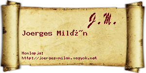 Joerges Milán névjegykártya